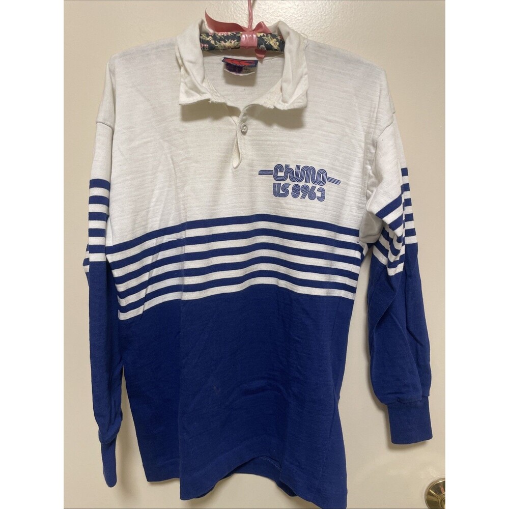 Vintage 80s Canterbury Of New Zealand Striped Rugby Shirt Chimo 8963 Sailing M